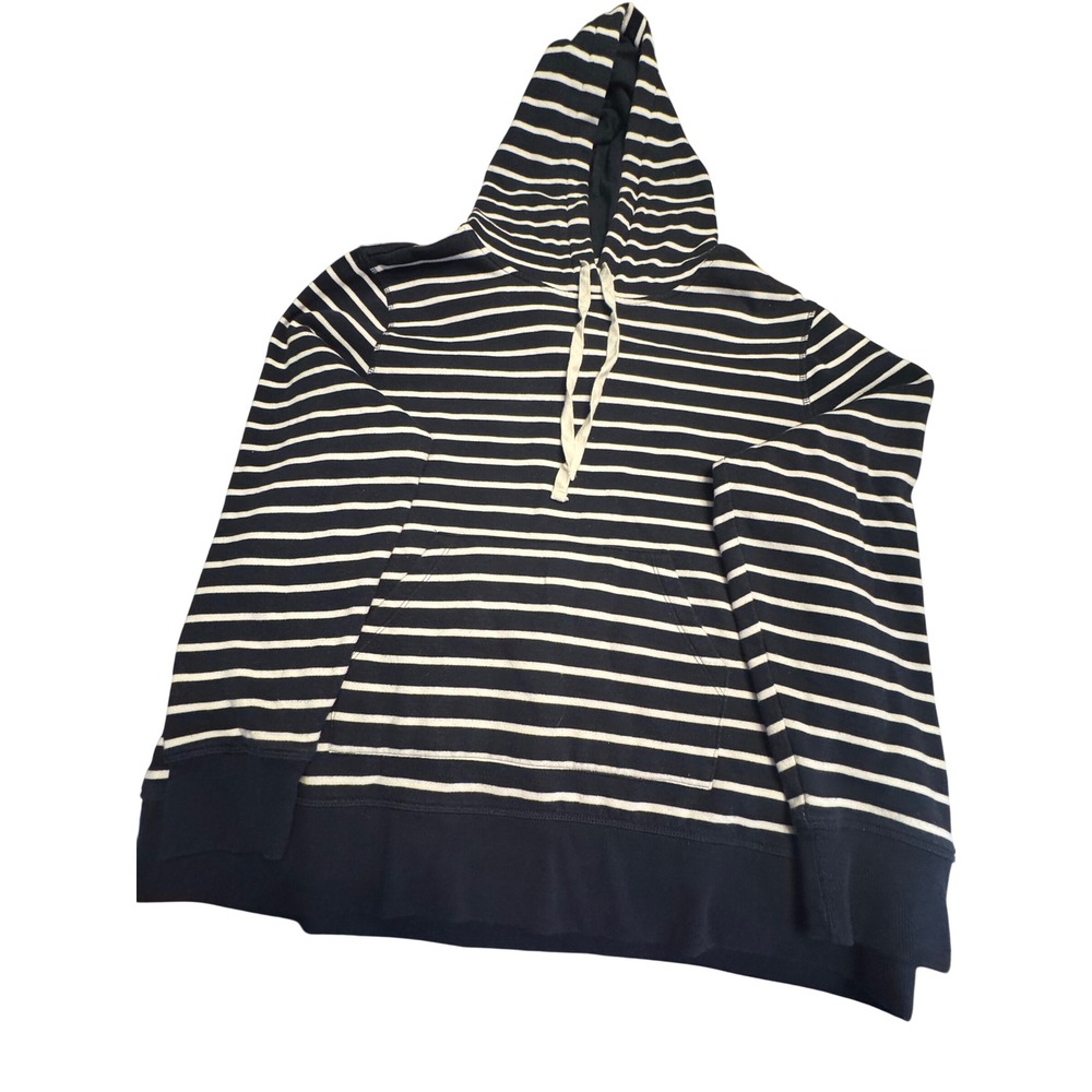 Amazon Essentials Mens XL Navy Blue White Striped Fleece Hoodie Sweatshirt